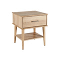 Scandinavian-Style Wooden Nightstand with Drawer and Open Shelf